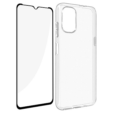 Avizar Coque pour Nokia G21 et G11 Silicone Souple et Film Verre Trempé 9H  noir