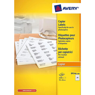 AVERY Boîte de 2400 étiquettes copieur coins carrés 70X36 mm Blanc