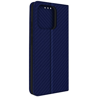 Avizar Etui pour Xiaomi Redmi 12C effet carbone clapet magnétique support vidéo  Bleu