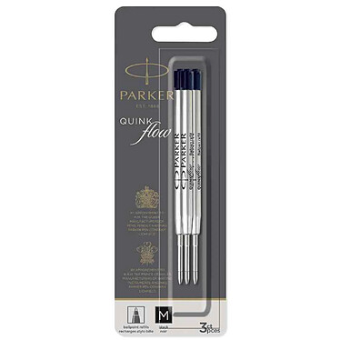 PARKER Recharge pour stylo QUINKflow, M, blister de 3, noir