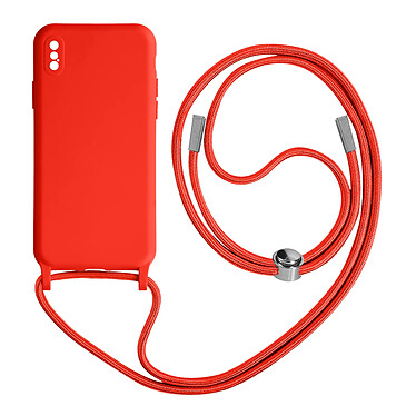 Avizar Coque Cordon pour iPhone X et XS Semi-rigide Lanière Tour du Cou 80cm  rouge