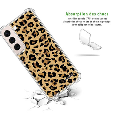 Avis Evetane Coque Samsung Galaxy S22 5G Silicone antichocs Solides coins renforcés  transparente Motif Léopard Beige