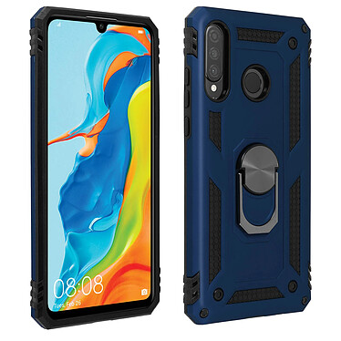 Avizar Coque Huawei P30 Lite Bi matières Bague Support Vidéo bleu nuit