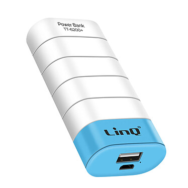 LinQ Batterie de secours 6000 mAh Compact Blanc / Bleu