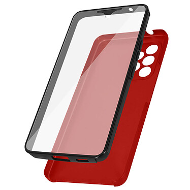 Avizar Coque pour Samsung Galaxy A53 5G Intégrale Arrière Rigide Transparent et Avant Souple  rouge