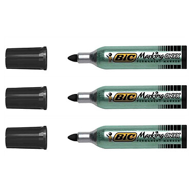 BIC Marqueur Permanent MARKING ONYX 1482 Pointe Ogive Trait 1,5 mm Noir x 3