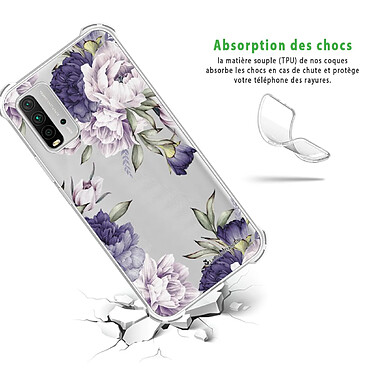 Avis LaCoqueFrançaise Coque Xiaomi Redmi 9T Silicone antichocs Solides coins renforcés  transparente Motif Pivoines Violettes