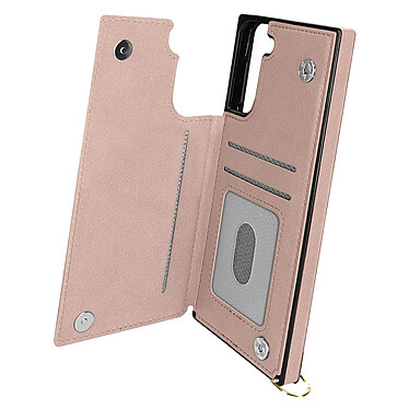 Avizar Coque Cordon pour Samsung Galaxy S21 Multifonction Avec Lanière Rose gold