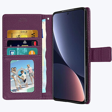 Acheter Avizar Housse pour Xiaomi 12 et 12X Aspect Grainé Clapet Portefeuille Support Vidéo  Violet