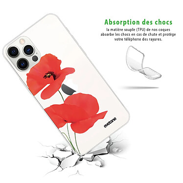 Avis Evetane Coque iPhone 12/12 Pro silicone transparente Motif Coquelicot ultra resistant