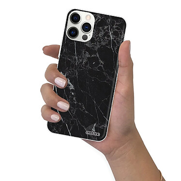 Evetane Coque iPhone 12/12 Pro 360 intégrale transparente Motif Marbre noir Tendance pas cher