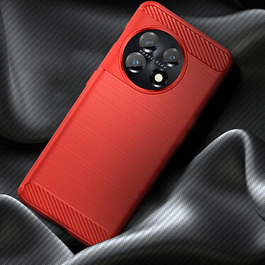 Avis Avizar Coque pour OnePlus 11 Renforcée Souple Carbone Effet Brossé  Rouge