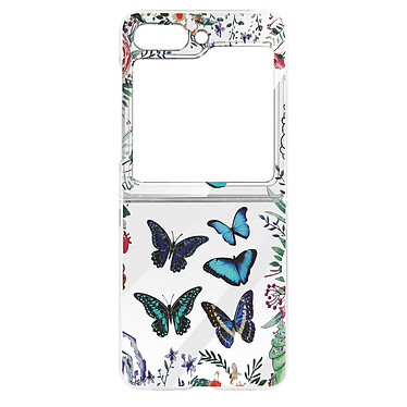 Avizar Coque pour Samsung Galaxy Z Flip 5 Rigide à Motifs Papillon Bleu  Transparent