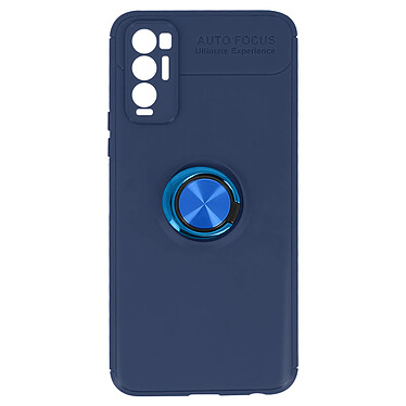 Avizar Coque Oppo Find X3 Neo Bague Support Métallique Silicone Gel Bleu