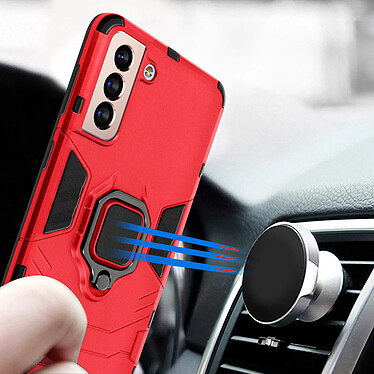 Avizar Coque Galaxy S21 Plus Hybride Antichoc Bague Métallique Support Vidéo rouge pas cher