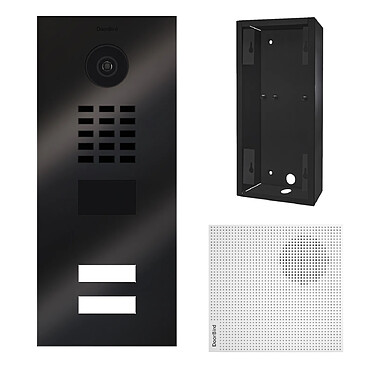 Doorbird - Portier vidéo IP 2 sonnettes Titane + Carillon et support D2102V TITANE BR KIT 3