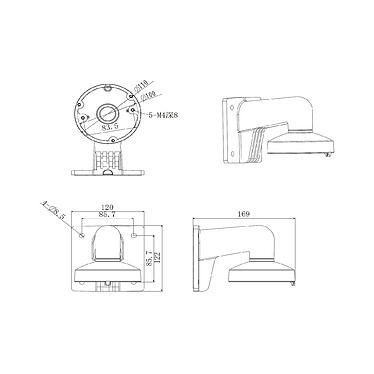 Hikvision - DS-1272ZJ-120 - Support mural Caméra pas cher