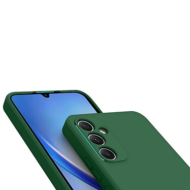 Evetane Coque Samsung Galaxy A34 Silicone liquide Verte + 2 Vitres en Verre trempé Protection écran Antichocs pas cher