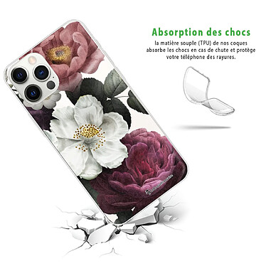 Avis LaCoqueFrançaise Coque iPhone 12/12 Pro silicone transparente Motif Fleurs roses ultra resistant