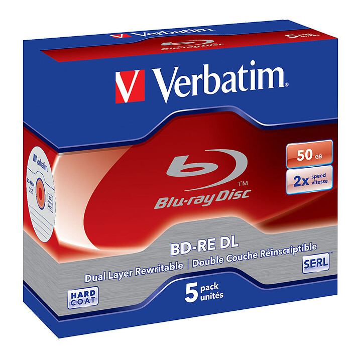 Verbatim BD-RE DL 50 Go 2x (par 5, boite)