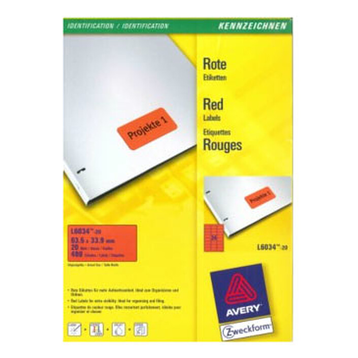 Avery L6034 - Etiquettes rouges