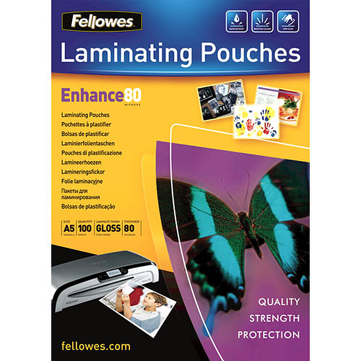 Fellowes Pochettes brillantes A5 80µ x 100
