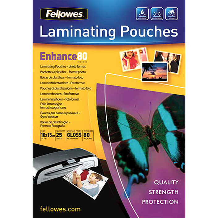 Fellowes Pochettes brillantes 10 x 15 cm 80µ x 25