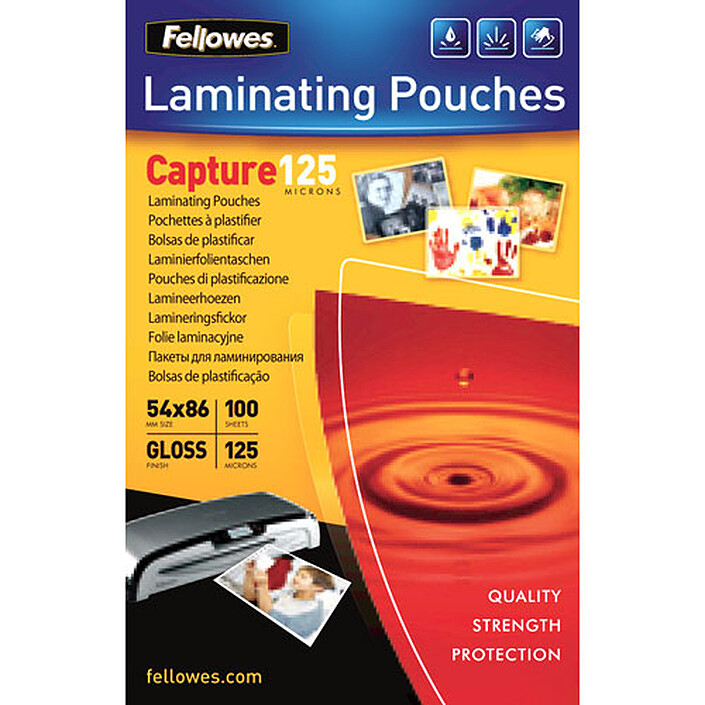 Fellowes Pochettes brillantes 54 x 86 mm 125µ x 100