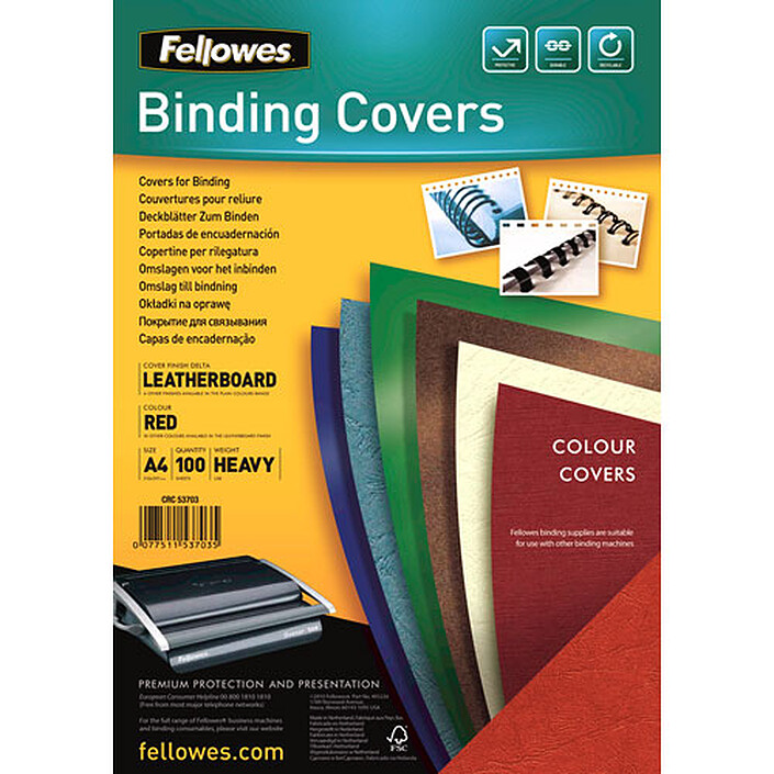 Fellowes Delta Couverture Rouge (x100)
