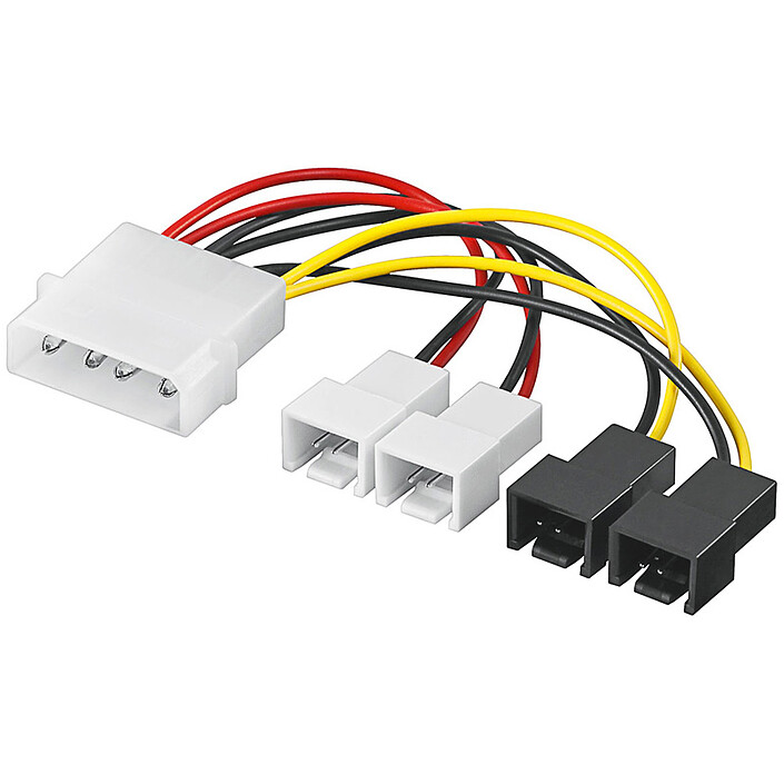 Adaptador de alimentación Molex para 4 ventiladores 3 pines