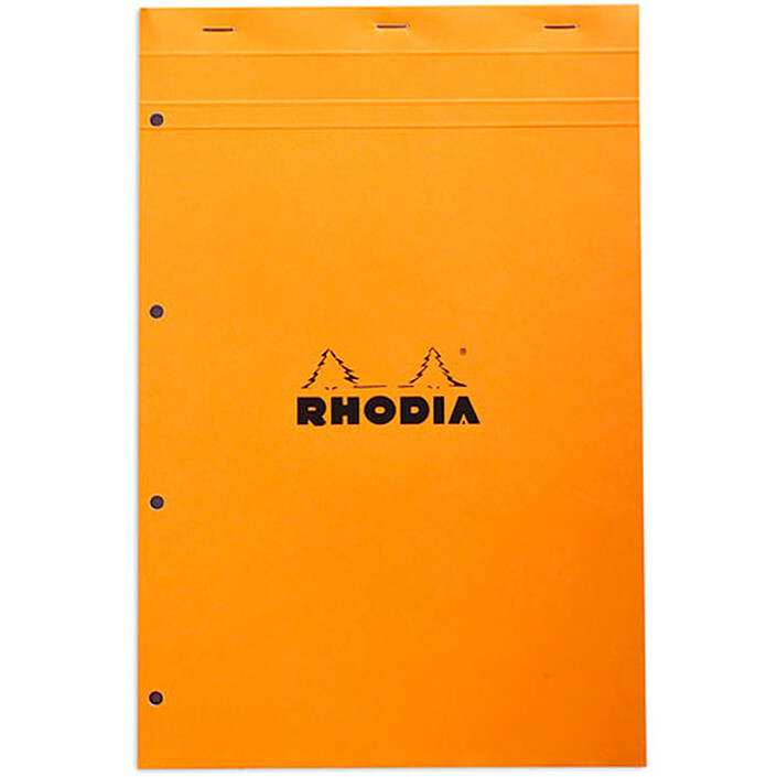 Rhodia Bloc N°20 Orange agrafé en-tête 21 x 31.8 cm petits carreaux  5 x 5 mm 160 pages perforées