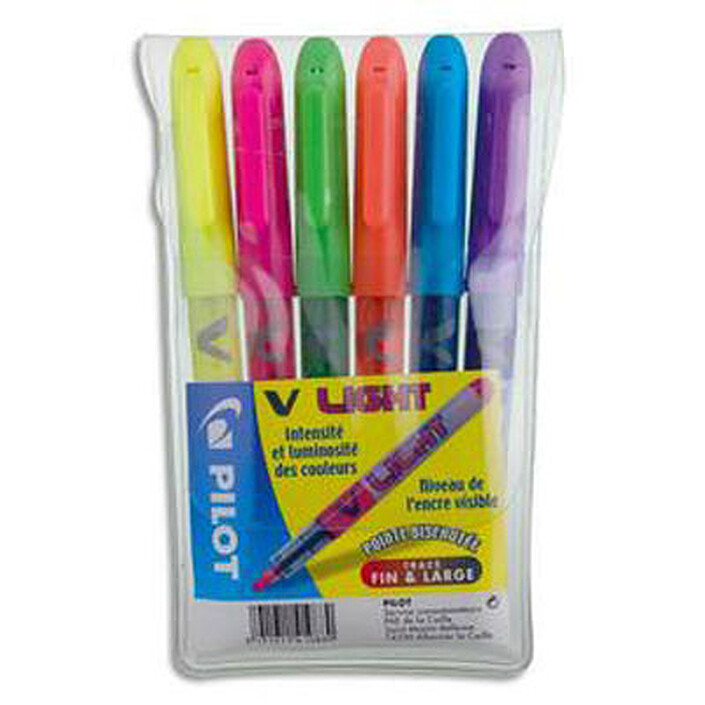 Pilot V-Light pochette de 6 surligneurs assortis