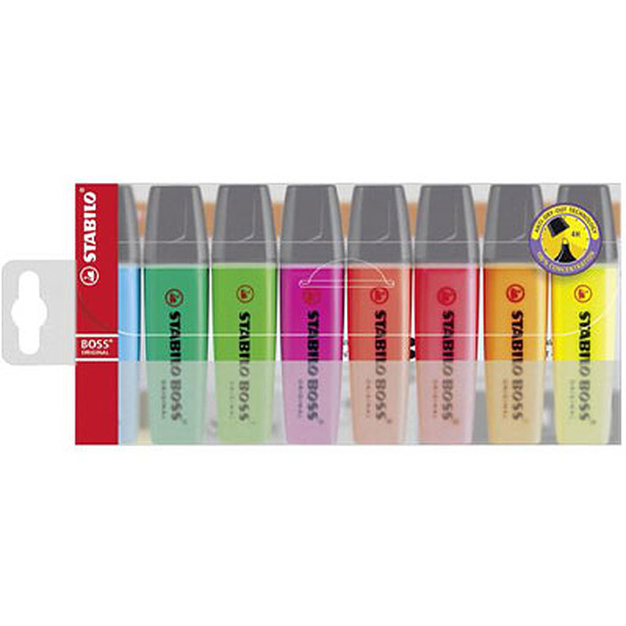 STABILO Boss Original  pochette de 8 surligneurs assortis