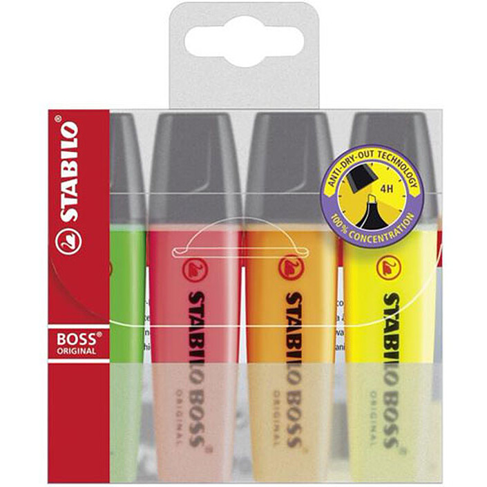 STABILO Boss Original  pochette de 4 surligneurs assortis
