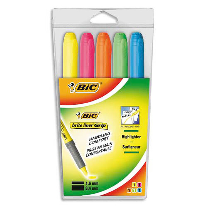 BIC Brite Liner pack de 5 surligneurs assortis