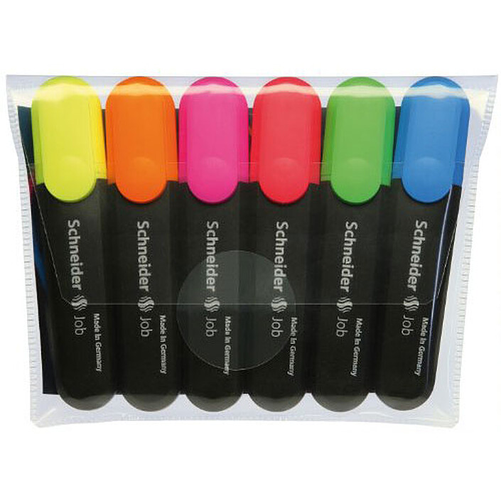 Schneider Job pochette de 6 surligneurs - coloris assortis