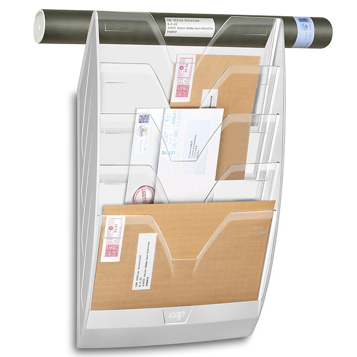 CEP ReCeption Présentoir mural 5 compartiments Cristal / Blanc