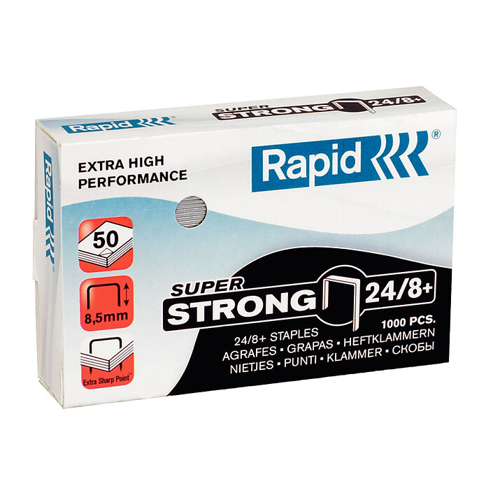 Rapid agrafes 24/8+ boite de 1000 agrafes SuperStrong