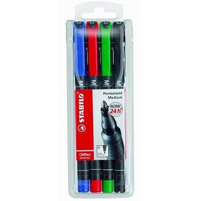 STABILO OHPen M (1.0 mm) permanent - Etui de 4