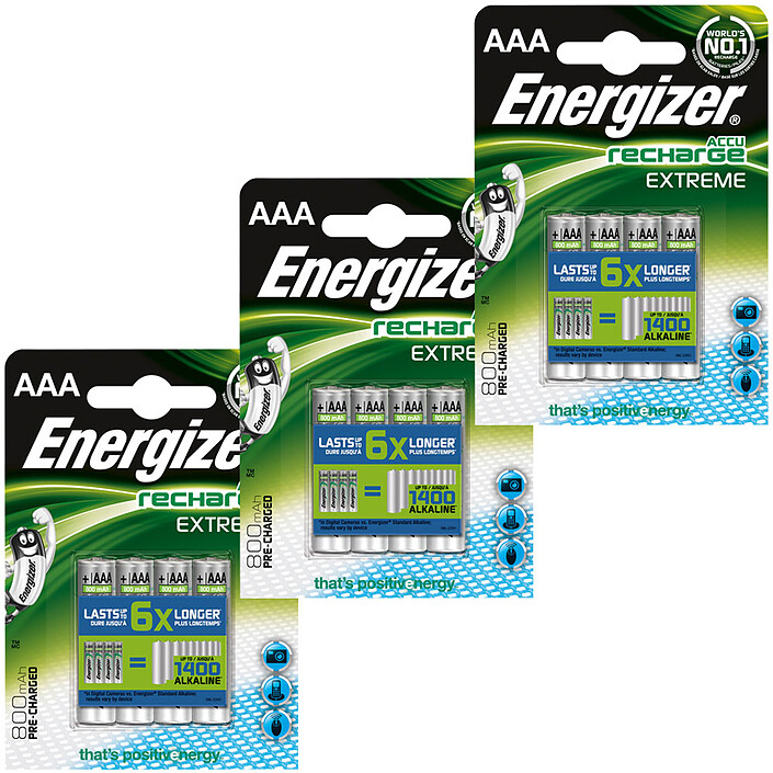 Energizer Accu Recharge Extreme AAA 800 mAh (par 12)