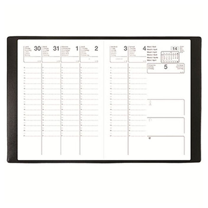 Agenda semainier de poche 9 x 13 cm Noir