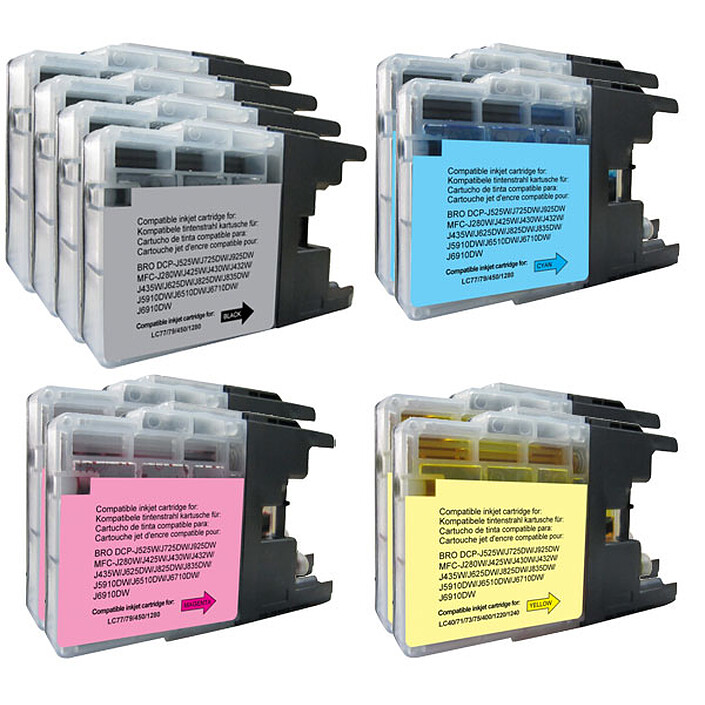 Megapack compatible Brother LC1280XL/1240/1220 (Noir, cyan, magenta et jaune)