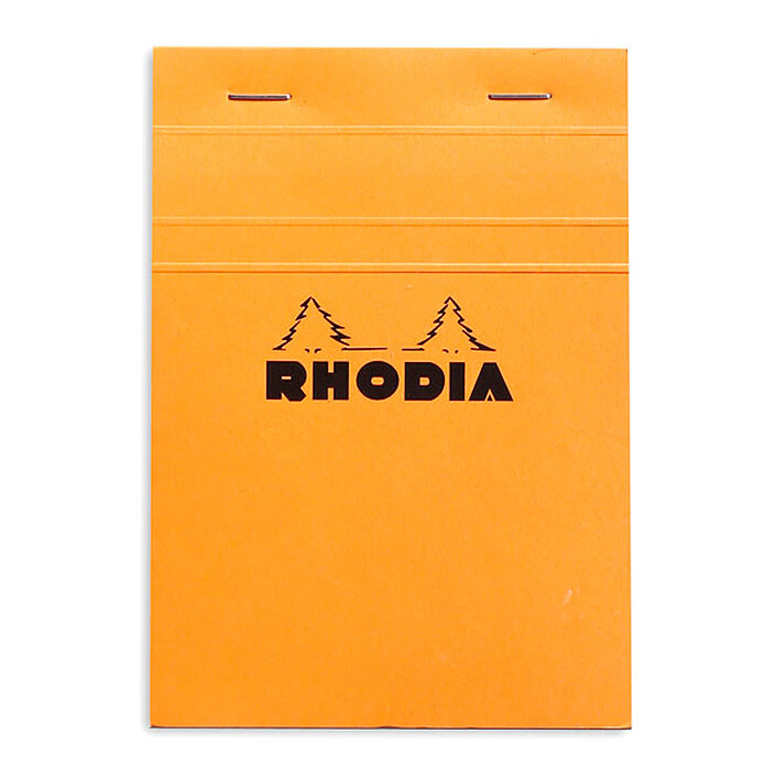 Rhodia Bloc N°13 Orange agrafé en-tête 10.5 x 14.8 cm petits carreaux 5 x 5 mm 80 pages