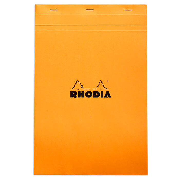 Rhodia Bloc N°19 Orange agrafé en-tête 21 x 31.8 cm petits carreaux 5 x 5 mm 80 pages
