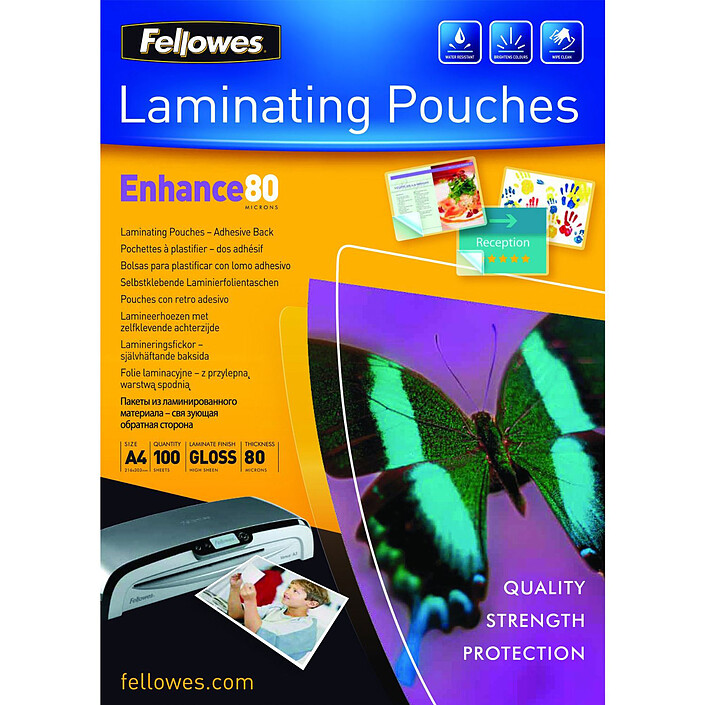Fellowes Pochettes brillantes A4 80µ x 100 (53022)