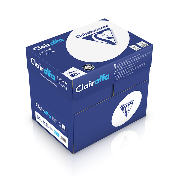 Clairefontaine Clairalfa 80g A4 ramette 500 feuilles Blanc X5