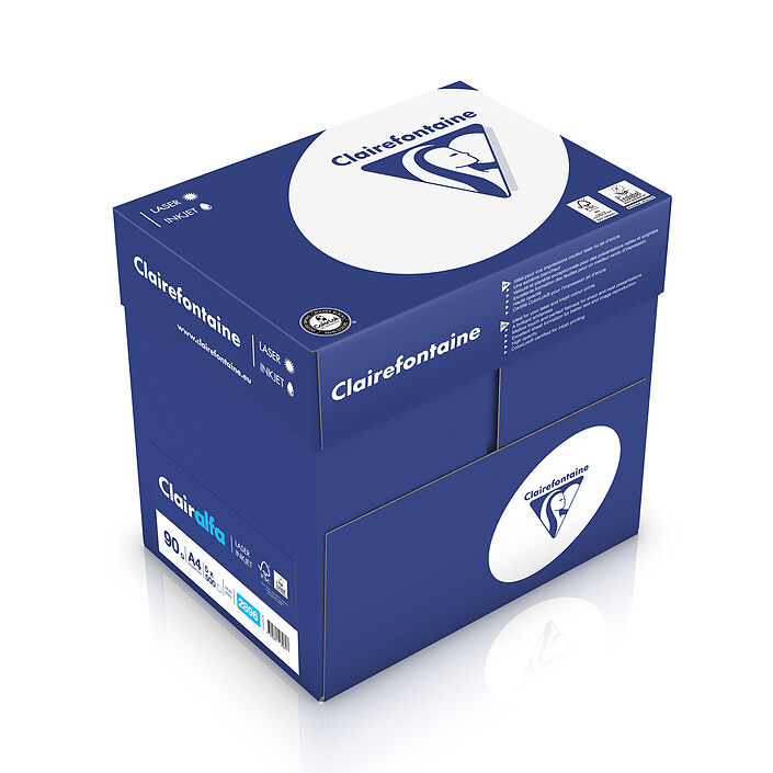 Clairefontaine Clairalfa 90g A4 ramette 500 feuilles Blanc X5