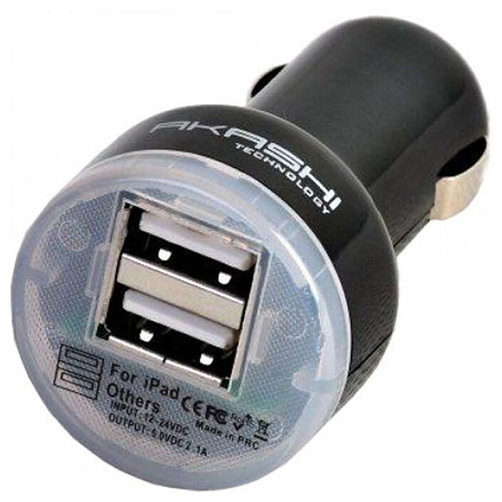 Akashi Chargeur allume-cigare USB 2.1A Noir