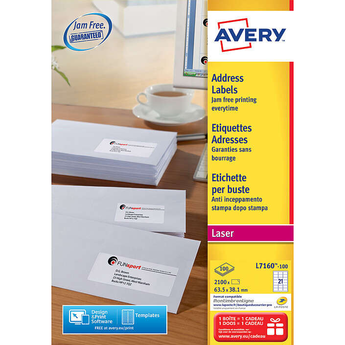 Avery Etiquettes adresses Faciles à décoller x 2100