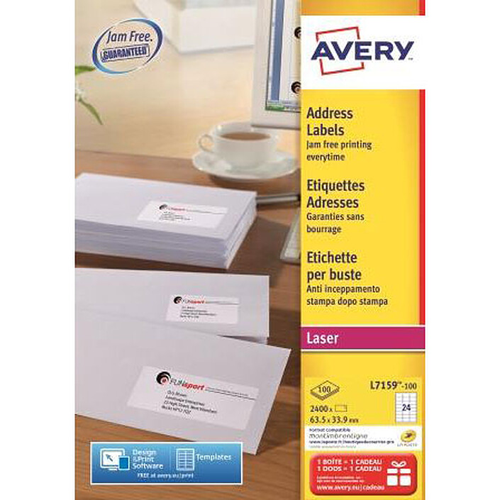 Avery Etiquettes adresse 63.5 x 33.9 mm x 2400